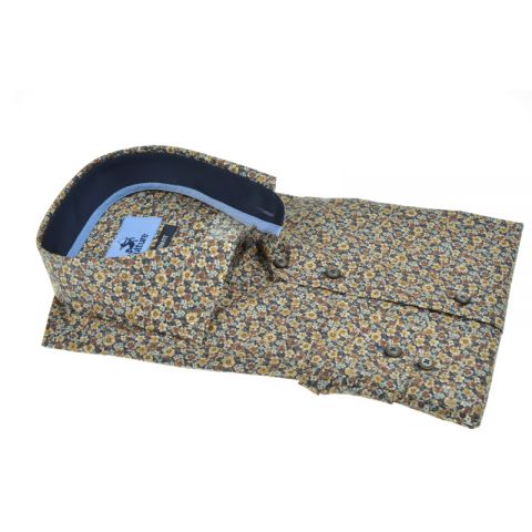CAMISA CULTURE MARRÓN FLORES BOLSILLO