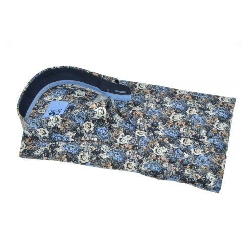 CAMISA CULTURE FLORES AZUL Y BEIGE