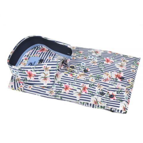 CAMISA CULTURE RALLAS AZUL FLORES
