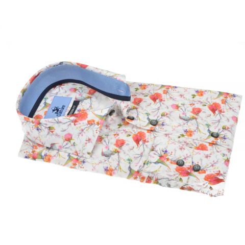 CAMISA CULTURE BLANCO CON FLORES ROJAS