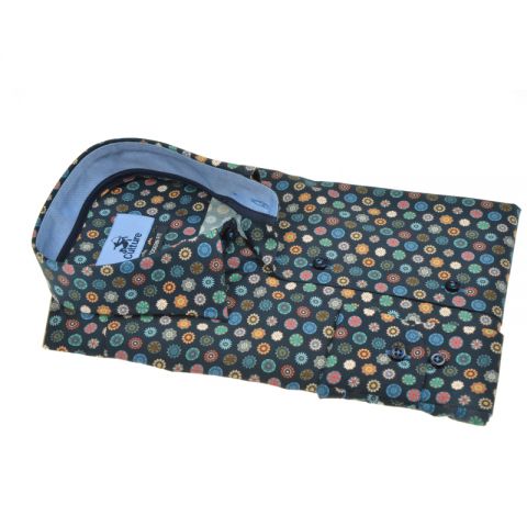 CAMISA CULTURE AZUL MARINO TOPOS MULTICOLOR