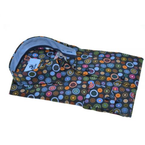 CAMISA CULTURE AZUL MARINO CÍRCULOS MULTICOLOR