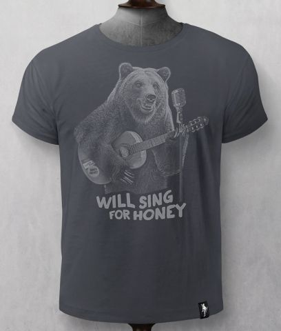 CAMISETA DIRTY VELVET BUSKER BEAR CHARCOAL
