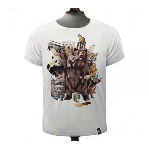 CAMISETA DIRTY VELVET PARTY ANIMALS VINTAGE WHITE