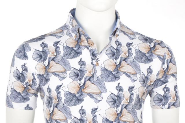 POLO EDEN VALLEY FLORES AZUL Y BEIGE