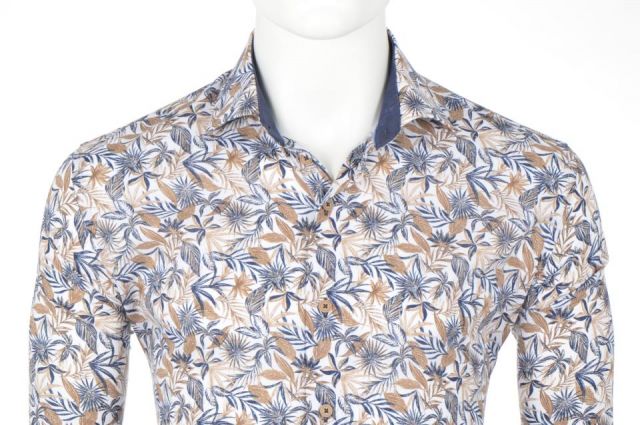 CAMISA EDEN VALLEY LINEN CON HOJAS BEIGE