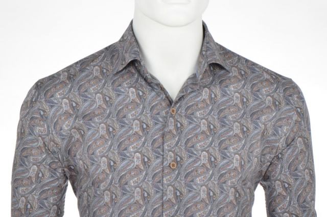 CAMISA EDEN VALLEY GRIS CON HOJAS