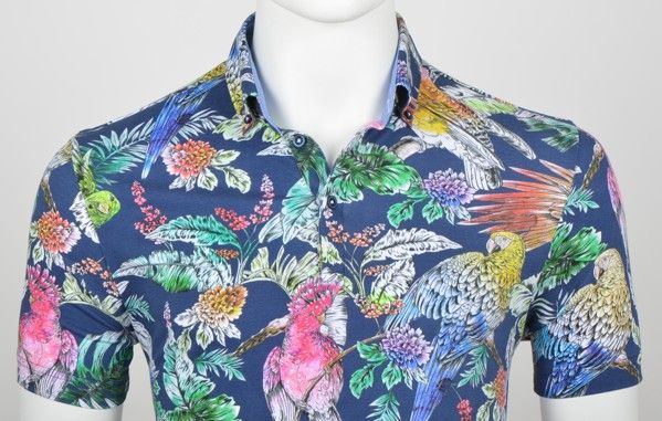 POLO EDEN VALLEY PAJAROS MULTI AZUL