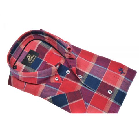 CAMISA CULTURE CUADROS ROJO AZUL M/C