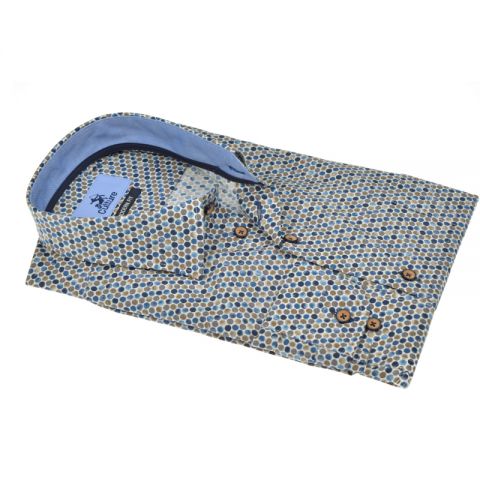 CAMISA CULTURE AZUL PUNTOS MARRÓN AZUL