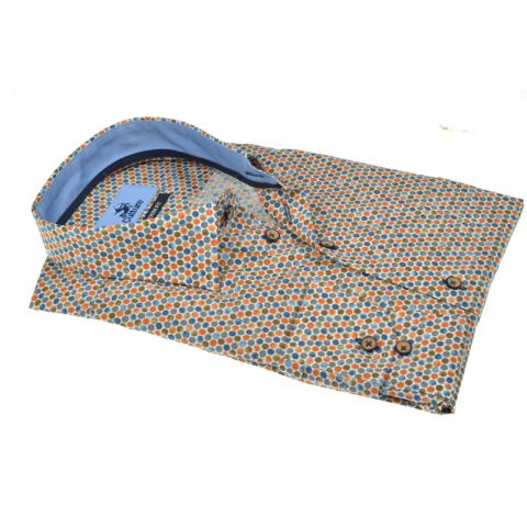 CAMISA CULTURE NARANJA PUNTOS MARRÓN AZUL