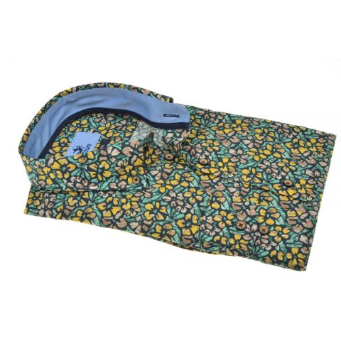 CAMISA CULTURE ESTAMP VERDE AMARILLO FLORES