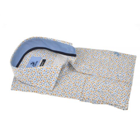 CAMISA CULTURE PUNTOS AZULES Y NARANJAS