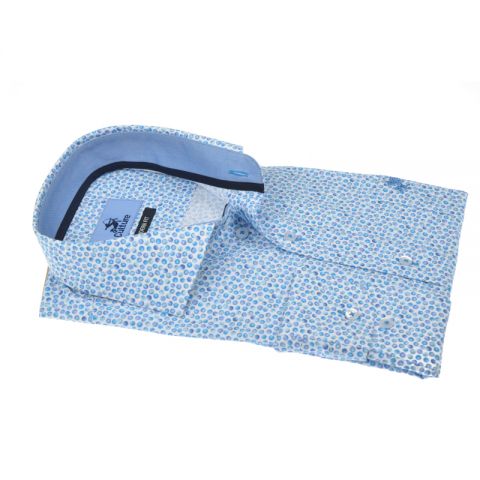 CAMISA CULTURE PUNTOS AZUL MANGA CORTA