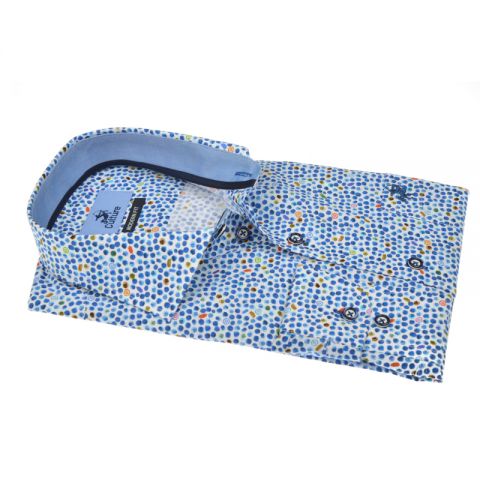 CAMISA CULTURE AZUL BLANCO MANGA CORTA