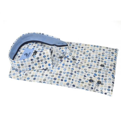 CAMISA CULTURE PUNT AZULES,MARRÓN MANGA CORTA
